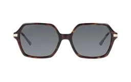 Lentes de sol unisex con montura geométrica de acetato color carey y detalles dorados en las patillas.