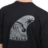 Remera de algodón color negro, de corte holgado, con cuello redondo y logo de la marca estampado en el pecho.
