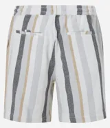 Bermuda masculina de corte comfort confeccionada en tejido jacquard con estampado de rayas texturizadas. Cuenta con cintura elástica con cordón ajustable, y bolsillos laterales.