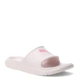 Sandalias tipo ojota Puma modelo Divecat V2 Lite Cat, color rosado, con logo de la marca estampado en el frente.
