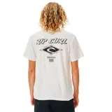 Remera blanca de manga corta con logo de Rip Curl estampado en el pecho.