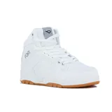 Championes de corte alto Pony modelo M100 II, color blanco con suela de goma color caramelo. Presenta detalles perforados en los laterales, cierre con cordones y logo de la marca en el lateral y la lengüeta.