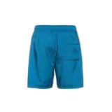 Short de baño Nike color negro, con cintura elástica ajustable mediante cordón blanco y logo de la marca bordado en la parte inferior de la pierna.