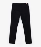 Pantalón de vestir color verde oscuro, corte slim, confeccionado en sarga de algodón y elastano.