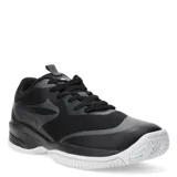 Championes deportivos Topper modelo Angel, color negro con suela blanca. Presentan un diseño ergonómico con capellada de malla y refuerzos sintéticos, ideal para actividades físicas y uso diario.