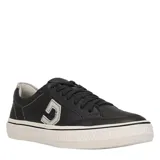 Championes urbanos Democrata modelo Yane, confeccionados en cuero natural color blanco, con cordones y detalle de logo lateral en azul marino. Poseen suela de goma con puntera texturizada.