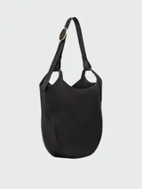 Cartera hobo grande Longchamp de la línea Le Foulonné, confeccionada en cuero negro con diseño curvado, asa de hombro integrada y cierre superior.