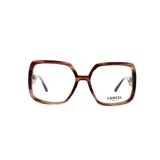 Armazón de anteojos Lancel modelo 90077, con diseño cuadrado de gran tamaño y acabado en carey marrón.