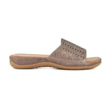 Sandalia casual color peltre con diseño calado y pequeños apliques brillantes.