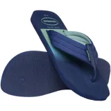 Ojotas Havaianas Urban Print con base verde militar y verde lima, con tiras gruesas verde militar.