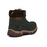Bota acordonada color kaki con suela marrón.