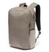 Mochila urbana Columbia de diseño cuadrado, color beige, con compartimento acolchado externo para laptop de hasta 13 pulgadas, bolsillos con cierre y tecnología Omni-Shield que repele la humedad y manchas.