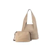 Cartera tipo shopper de cuero sintético color negro, con diseño amplio y minimalista, manijas cómodas para el hombro y costuras visibles.