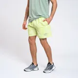 Short de baño azul marino de nylon con cintura elástica y logo de la marca en la pierna.