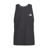 Musculosa de running Adidas modelo Own the Run, color negro, con cuello redondo y logo de la marca estampado en el pecho. Confeccionada en tejido técnico transpirable con tecnología Aeroready.