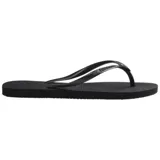 Ojotas Havaianas Slim Crystal Swarovski II color verde oscuro, con tiras finas y aplique de cristal Swarovski.
