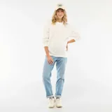 Pantalón de jean estilo regular straight diseñado para embarazo, con cintura elástica integrada para mayor comodidad y ajuste. Presenta un lavado clásico en tono azul claro, corte recto y dobladillo en los tobillos.