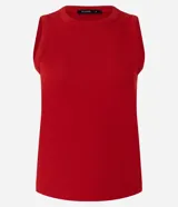 Musculosa de ribana de algodón con elastano, diseño ajustado al cuerpo, cuello redondo alto y sin mangas.