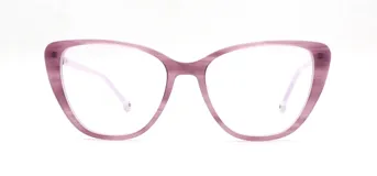 Armazón para lentes Triveo 201/52 col 02, de acetato color lila con forma de ojo de gato.
