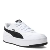 Championes urbanos Puma Court Lally Skye de mujer, color blanco con detalles en negro, con suela de plataforma y logo Puma en el lateral.