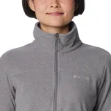 Campera de polar Columbia modelo Fast Trek II, color gris, con cierre frontal completo, cuello alto, bolsillos laterales con cierre y un bolsillo adicional con cierre en la manga izquierda. Cuenta con logo bordado en el pecho.