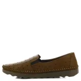 Zapato casual Freeway de cuero negro con perforaciones y suela blanca.