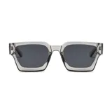 Lentes de sol unisex con montura cuadrada de plástico reciclado color verde oscuro y cristales verdes. Incluye estuche.