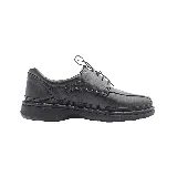 Zapato de vestir marrón de cuero liso, con cordones y suela negra.