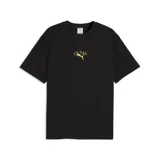 Remera Puma Graphics Stadium Relax, color negro, de manga corta y corte holgado. Presenta un pequeño estampado dorado en el centro del pecho con el logo y el nombre de la marca.
