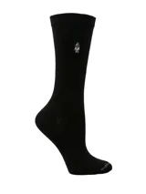 Medias negras de largo medio con tecnología Comfort Cuff de puño suave, confeccionadas en mezcla de algodón y spandex, con el logo del perro de Hush Puppies bordado en la parte superior.