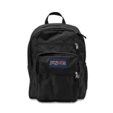 Mochila Jansport modelo Big Student color negro, con múltiples compartimentos con cierre, bolsillo frontal organizador y bolsillo lateral de malla. Cuenta con correas ajustables y asa superior.