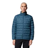 Campera puffer Columbia con tecnología HeatSeal y forro termorreflectante Omni-Heat. Presenta cierre frontal completo, cuello alto con protección de barbilla, bolsillos laterales con cremallera y diseño de celdas térmicas sin costuras.