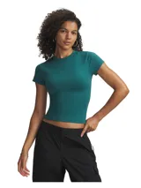 Remera deportiva de manga corta y corte ajustado, color verde azulado, confeccionada en tejido de punto cepillado supersuave.