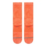 Medias de caña media color naranja con sutiles detalles en blanco.