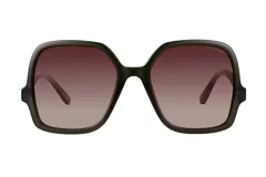 Lentes de sol Azzaro con armazón cuadrado de acetato en color verde oscuro y cristales degradados en tono marrón con polarizado.