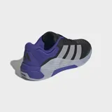 Championes de training Adidas Dropset 4 diseñados para entrenamientos de fuerza, con mediasuela de espuma Repetitor, varillas Energyrods en el talón y suela de caucho Continental. Color negro con detalles en violeta y gris.