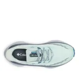 Championes de trail running Columbia modelo Konos Trillium, color azul claro con detalles en gris oscuro y blanco. Presentan suela con tecnología Adapt Trax para alta tracción, entresuela Techlite+ para amortiguación reactiva y sistema Navic Fit para mayor estabilidad en el talón.