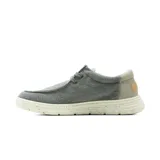 Zapato casual Hanker de lona gris, con cordones y suela blanca con detalles salpicados.