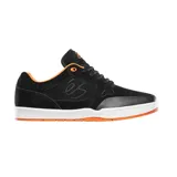 Championes de skate éS modelo Swift 1.5, color negro con detalles en blanco y naranja.