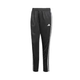 Pantalón de entrenamiento Adidas Tiro 25 Essentials negro con tres rayas blancas a los costados. Cuenta con cintura ajustable, tejidos livianos y tecnología AEROREADY.