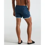 Short de baño color azul con vivo en color verde agua en el ruedo y laterales. Cuenta con cintura elástica con cordón ajustable.