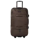 Bolso de viaje Rip Curl modelo F-Light Global 100L, color marrón con detalles en negro. Cuenta con ruedas, manija retráctil y múltiples compartimentos.
