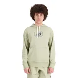 Buzo con capucha color verde oliva, con logo de New Balance estampado en el pecho.