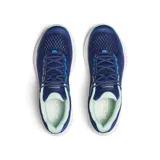 Championes de trail running Merrell modelo Nova 4, color azul con detalles en celeste y suela blanca. Presentan un diseño técnico con malla transpirable, refuerzos laterales y sistema de cordones.