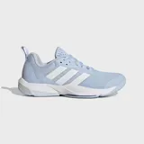 Championes de training Adidas Rapidmove 2, color celeste con las icónicas tres tiras laterales en blanco. Presentan un empeine de malla transpirable con refuerzos y una mediasuela con tecnología Lightstrike para mayor amortiguación y respuesta.