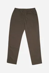 Pantalón de lino con cintura elastizada y cordón ajustable, de corte regular y diseño liso.