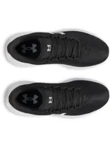 Championes de running Under Armour modelo Phade RN 3, color negro con entresuela blanca. Presentan parte superior de malla transpirable con logo de la marca en el lateral y suela de goma con amortiguación de EVA.