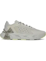 Championes Under Armour Halo Trainer, color gris con detalles en verde lima y estampa tipo camuflado en el talón.