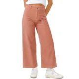 Pantalón de pana color salmón, de corte ancho y tiro alto.