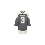 Camiseta de hockey Adidas Originals color gris y blanco, de manga larga, con cuello en V y el número 3 impreso en el frente junto con el logotipo de la marca.